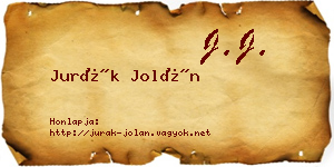 Jurák Jolán névjegykártya